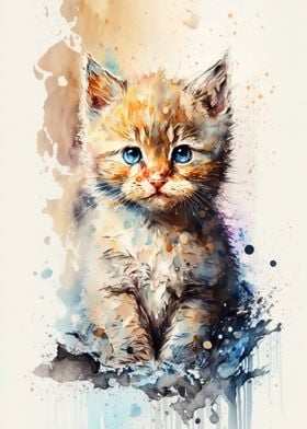 Cat Watercolor Drawing