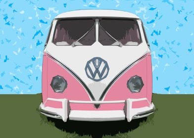 VW Kombi Van in Pink