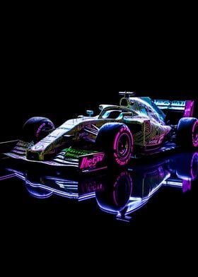 Neon Formula 1 car