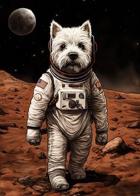 Westie Astronaut On Mars