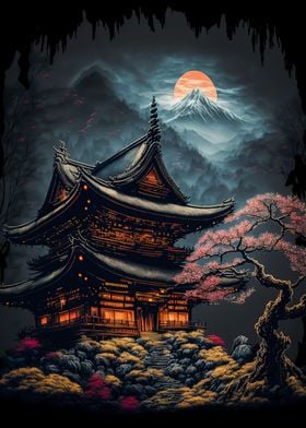 japan moon landscape 