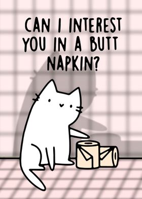 Cat Funny  Butt Napkin