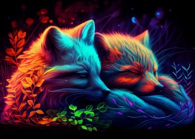 Colorful wolf cubs