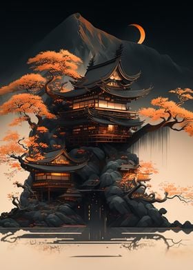 japan moon landscape 