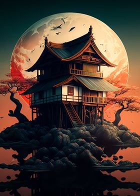 japan moon landscape 