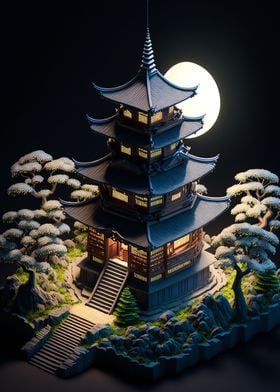 japan moon landscape 