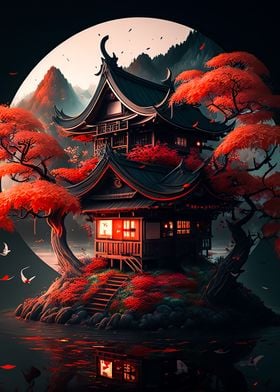 japan moon landscape 