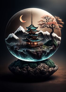 japan moon landscape 