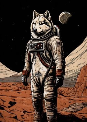 Husky Astronaut On Mars