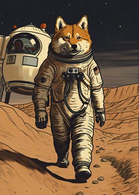 Shiba Inu Astronaut Mars