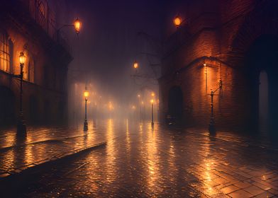 Dark street in the city 