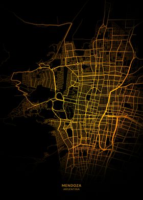 Mendoza City Map Gold