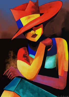 A lady with a big hat