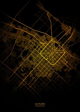 La Plata City Map Gold