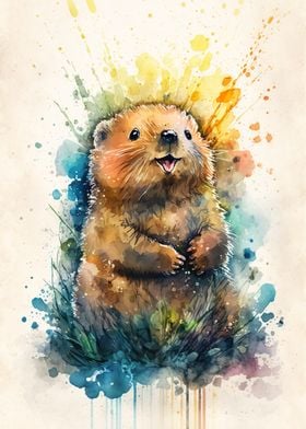 Beaver Watercolor Sketch