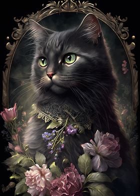 floral black cat