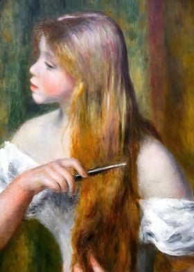 Young Girl Combing Hair