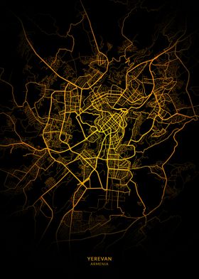 Yerevan City Map Gold