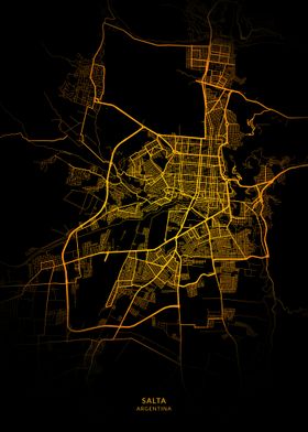 Salta City Map Gold