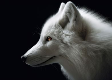 White Fox Portrait Dark