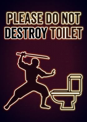 Funny Bathroom Neon Poster