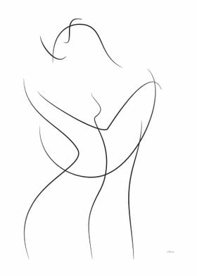 Abstract embrace drawing