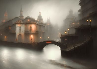 A river in a dark city