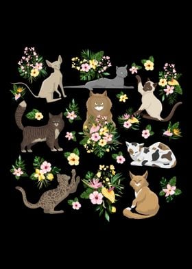 Playful Cats Flowers