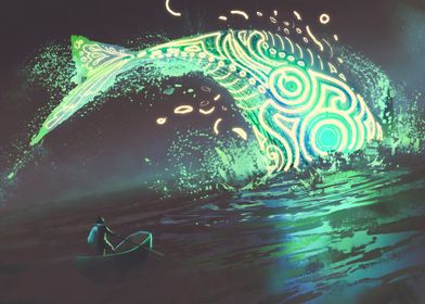 green whale in the sea
