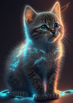 Colorful Neon Cat