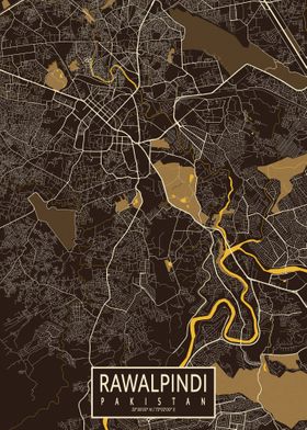 Rawalpindi City Map Pastel