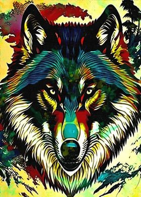 watercolour wolf
