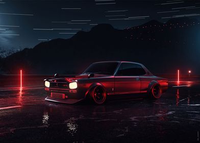 Black Red Skyline Retro