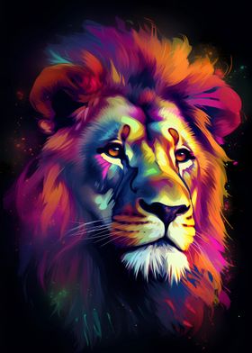 Colorful Lion Portrait 3