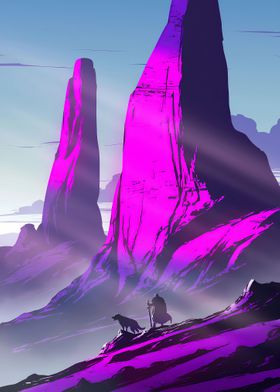 Purple Peaks Planet Art