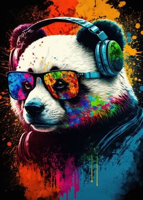 Panda listening to music