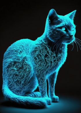 Colorful Neon Cat