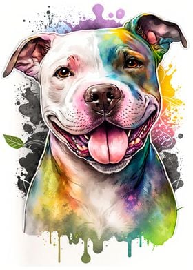 Pitt Bull Puppy Watercolor