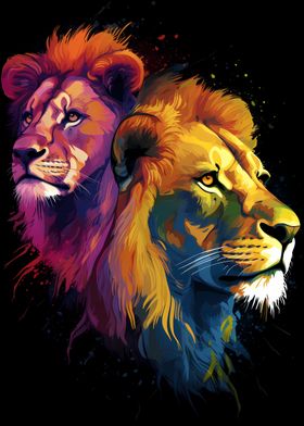 Colorful Lion Portrait 5