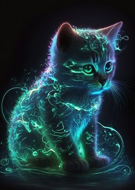 Colorful Neon Cat