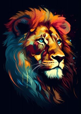 Colorful Lion Portrait 2