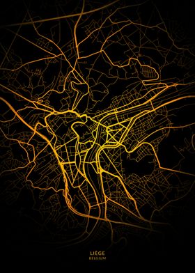 Liege City Map Gold