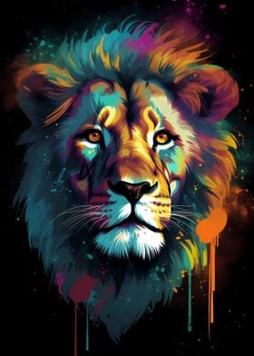 Colorful Lion Portrait 4