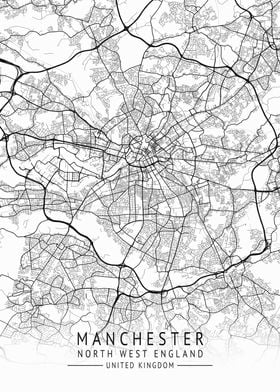 Manchester UK City Map  