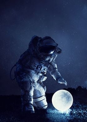 Astronaut and Moon