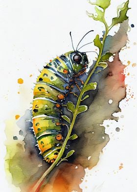 Caterpillar watercolor art