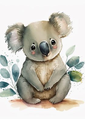Cute Koala Bear watercolor, Phascolarctos Cinereus, Best Gift Idea For Koala  Lovers Art Print by PaintCorner