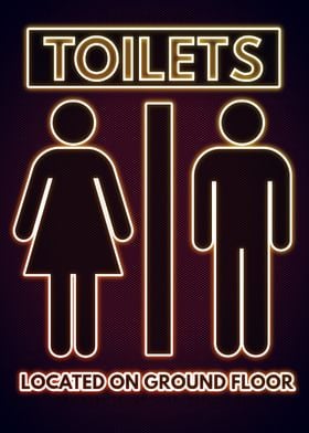 Funny Bathroom Neon Poster