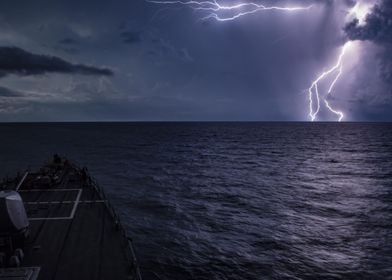 Lightening on the sea