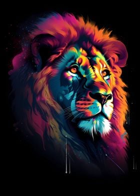 Colorful Lion Portrait 8